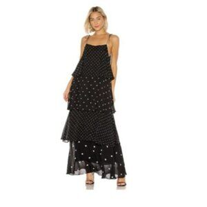 ANINE BING Black & White Polka-Dot Tiered Ruffle Daisy Maxi Dress REVOLVE